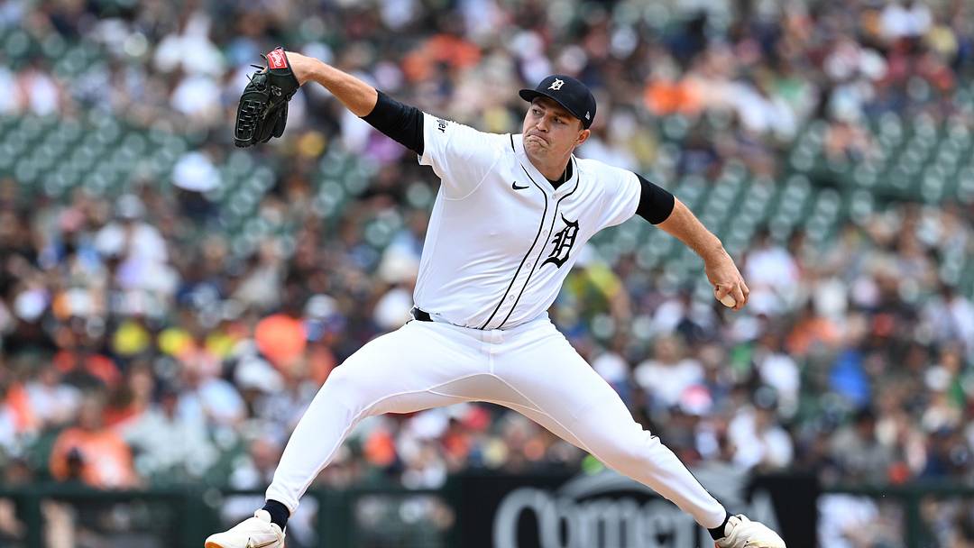 Jun 9, 2024; Detroit, Michigan, USA; Detroit Tigers pitcher Tarik Skubal (29) throws a pitch against the Milwaukee Brewers in the fourth inning at Comerica Park. Mandatory Credit: Lon Horwedel-USA TODAY Sports